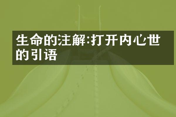 生命的注解:打开内心世界的引语