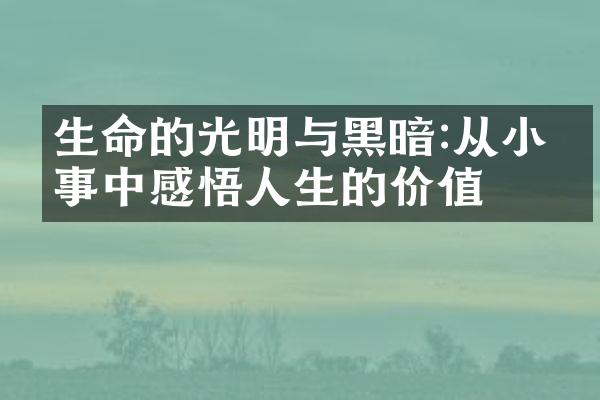 生命的光明与黑暗:从小故事中感悟人生的价值