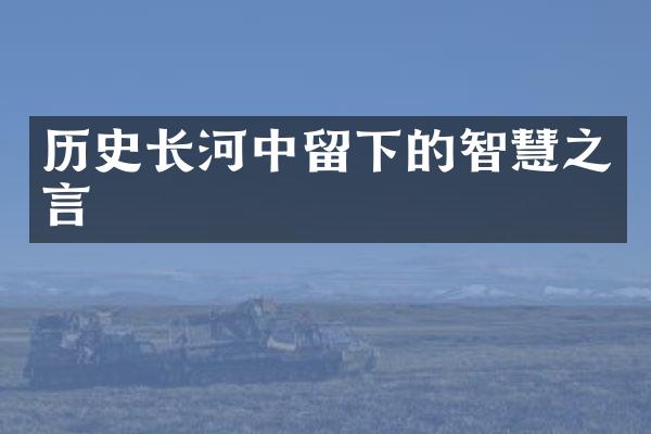 历史长河中留下的智慧之言