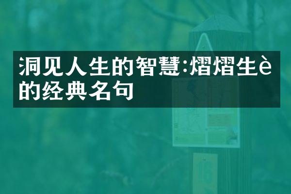 洞见人生的智慧:熠熠生辉的经典名句