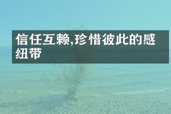 信任互赖,珍惜彼此的感情纽带
