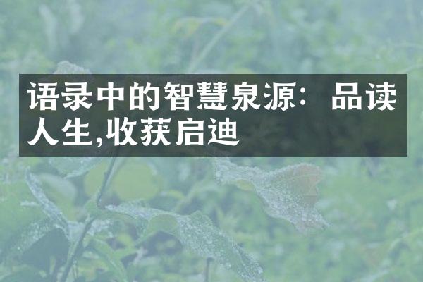 语录中的智慧泉源：品读人生,收获启迪