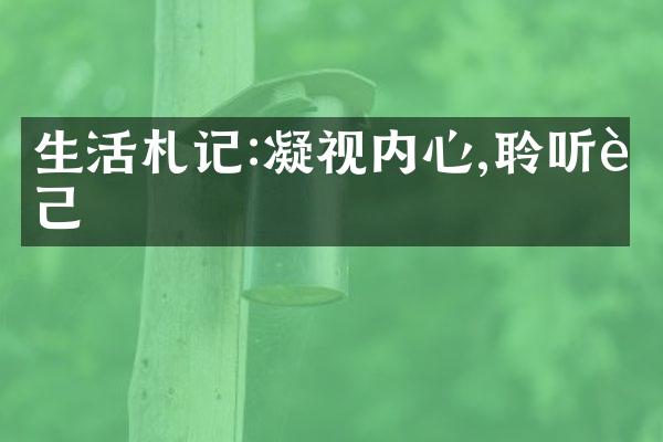 生活札记:凝视内心,聆听自己