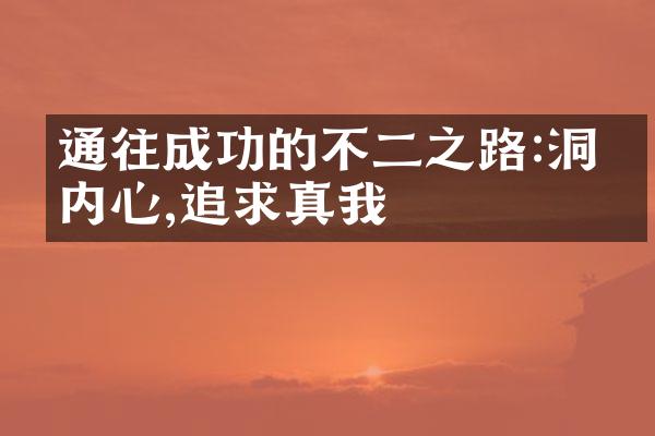 通往成功的不二之路:洞察内心,追求真我