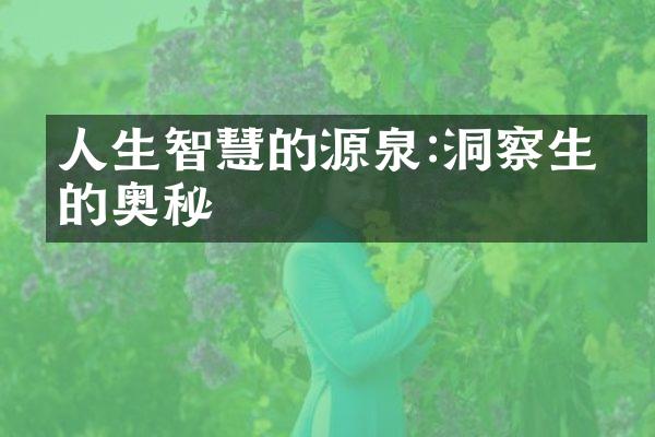 人生智慧的源泉:洞察生命的奥秘