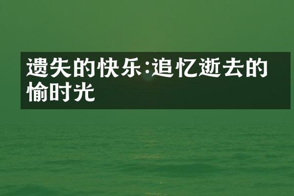 遗失的快乐:追忆逝去的欢愉时光