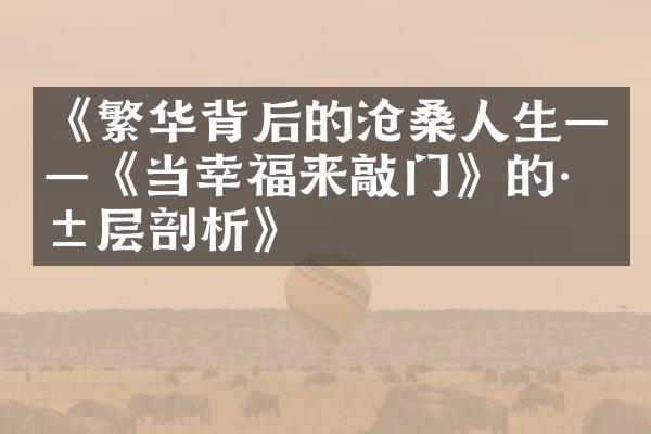 《繁华背后的沧桑人生——《当幸福来敲门》的深层剖析》