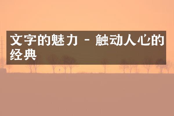 文字的魅力 - 触动人心的经典