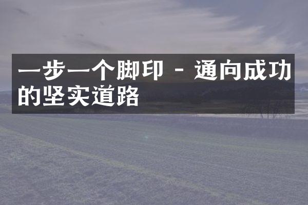 一步一个脚印 - 通向成功的坚实道路