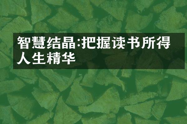 智慧结晶:把握读书所得的人生精华