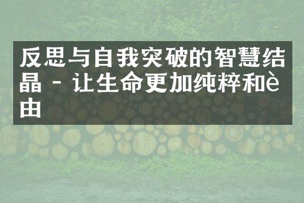 反思与自我突破的智慧结晶 - 让生命更加纯粹和自由