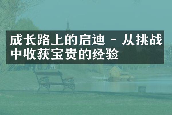 成长路上的启迪 - 从挑战中收获宝贵的经验