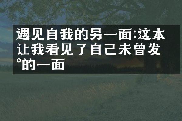 遇见自我的另一面:这本书让我看见了自己未曾发现的一面