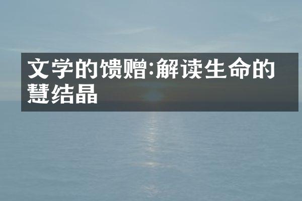 文学的馈赠:解读生命的智慧结晶