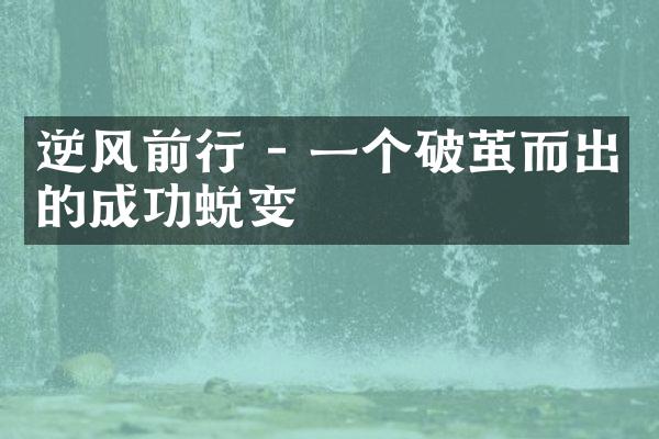 逆风前行 - 一个破茧而出的成功蜕变