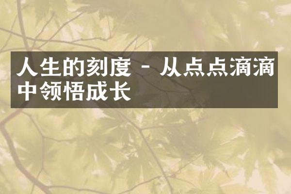 人生的刻度 - 从点点滴滴中领悟成长