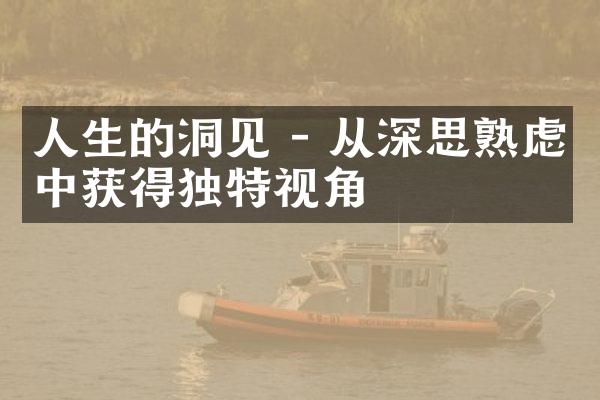 人生的洞见 - 从深思熟虑中获得独特视角