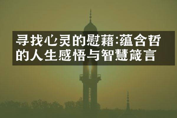 寻找心灵的慰藉:蕴含哲理的人生感悟与智慧箴言