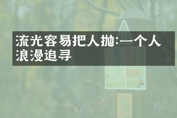 流光容易把人抛:一个人的浪漫追寻