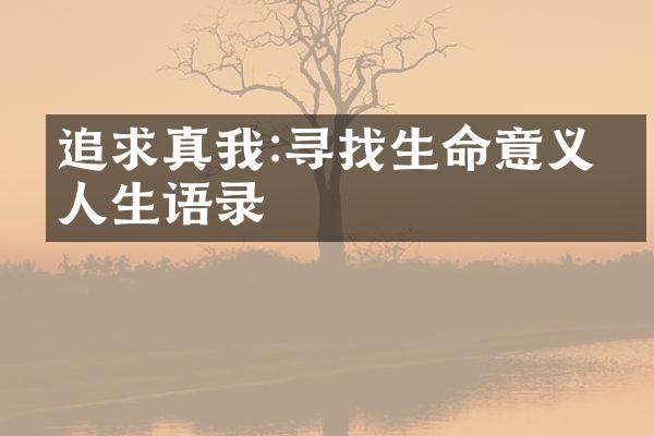 追求真我:寻找生命意义的人生语录