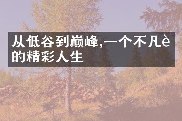 从低谷到巅峰,一个不凡者的精彩人生