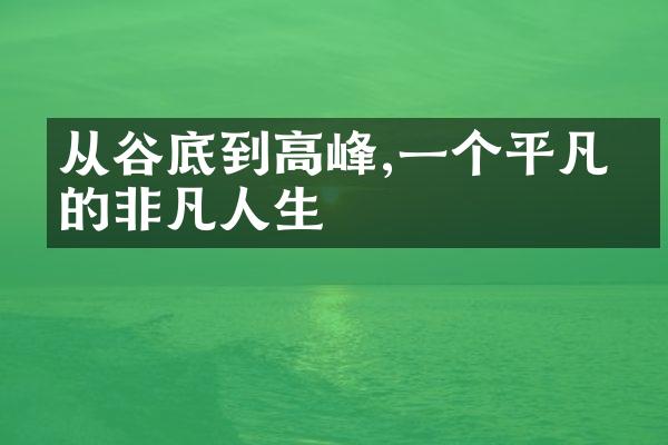 从谷底到高峰,一个平凡人的非凡人生