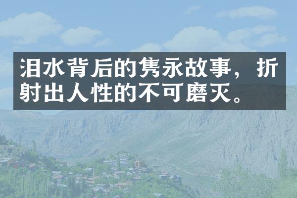 泪水背后的隽永故事，折射出人性的不可磨灭。