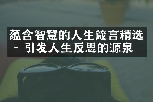 蕴含智慧的人生箴言精选 - 引发人生反思的源泉