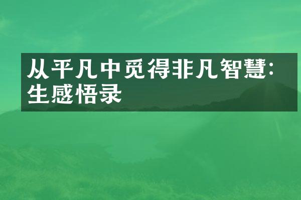 从平凡中觅得非凡智慧:人生感悟录