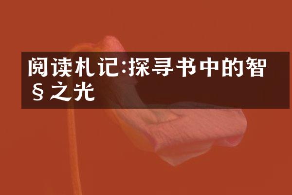 阅读札记:探寻书中的智慧之光