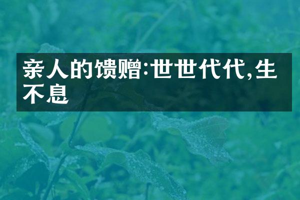 亲人的馈赠:世世代代,生生不息