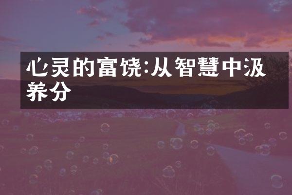 心灵的富饶:从智慧中汲取养分