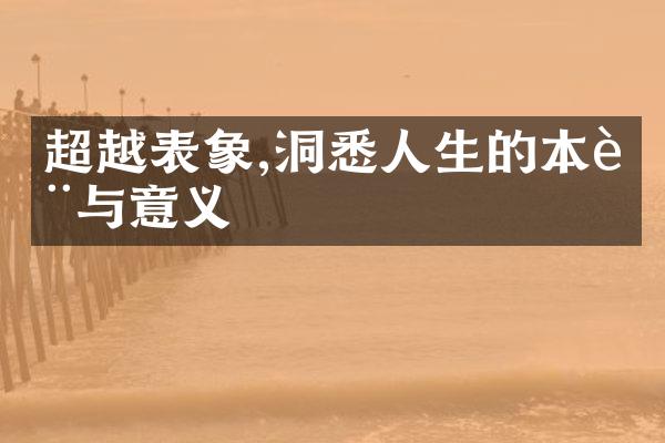 超越表象,洞悉人生的本质与意义