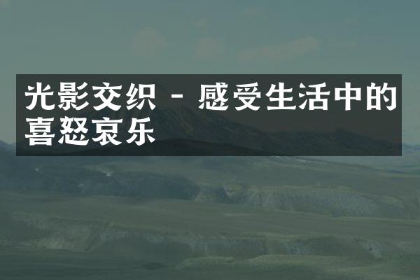 光影交织 - 感受生活中的喜怒哀乐