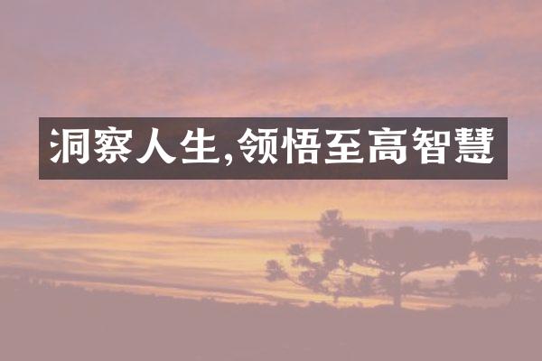 洞察人生,领悟至高智慧