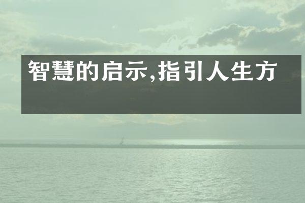 智慧的启示,指引人生方向