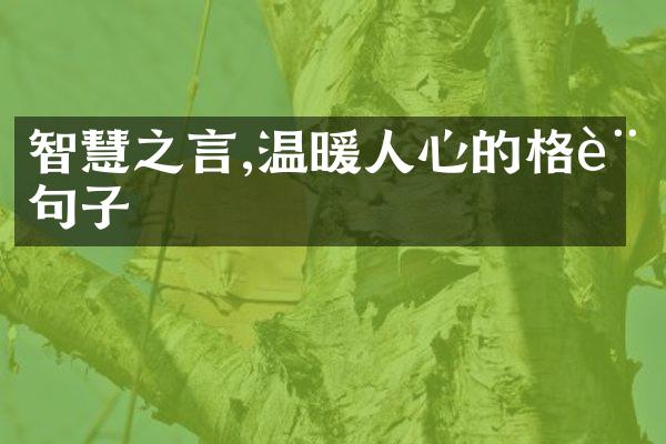 智慧之言,温暖人心的格言句子