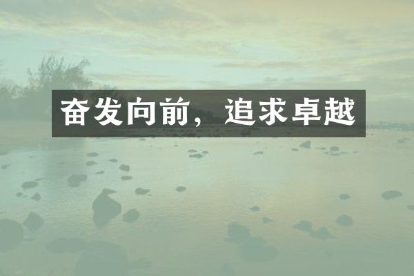奋发向前，追求卓越