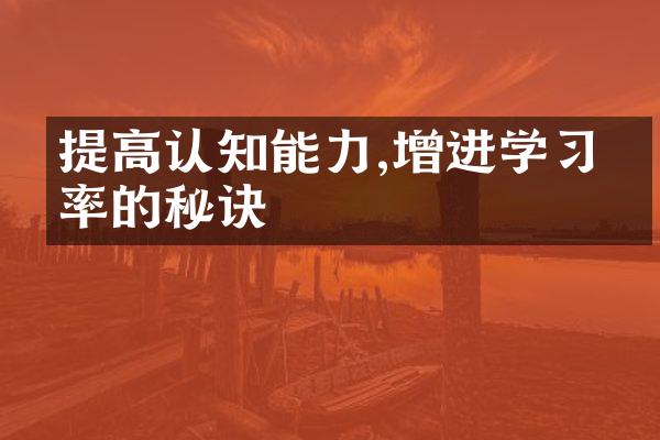 提高认知能力,增进学效率的秘诀