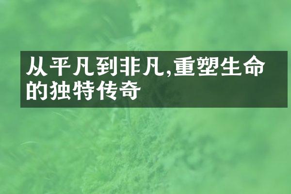 从平凡到非凡,重塑生命中的独特传奇