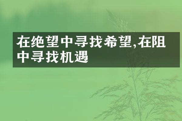 在绝望中寻找希望,在阻碍中寻找机遇