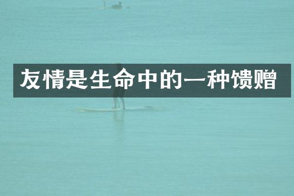 友情是生命中的一种馈赠