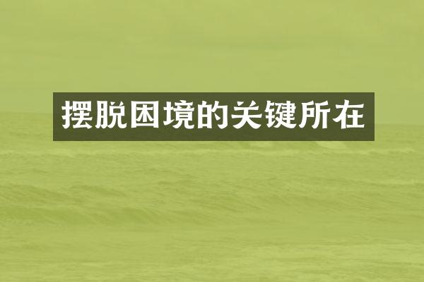 摆脱困境的关键所在