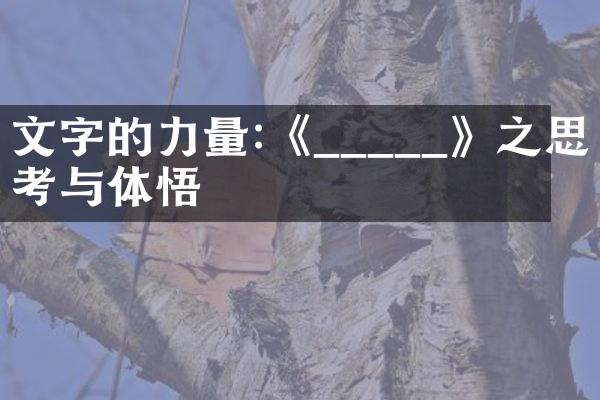 文字的力量:《_____》之思考与体悟
