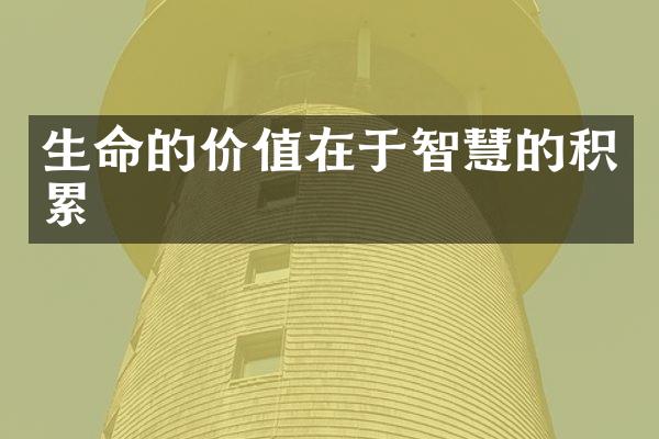 生命的价值在于智慧的积累
