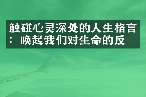 触碰心灵深处的人生格言：唤起我们对生命的反思