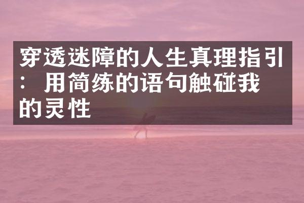 穿透迷障的人生真理指引：用简练的语句触碰我们的灵性