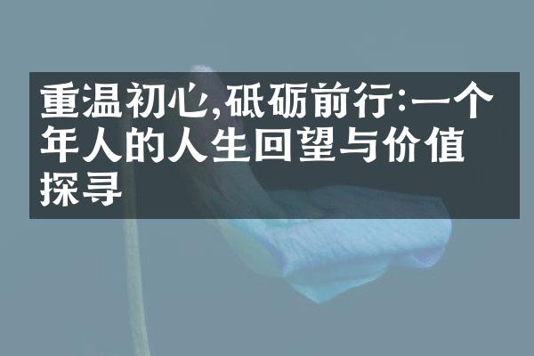 重温初心,砥砺前行:一个中年人的人生回望与价值探寻