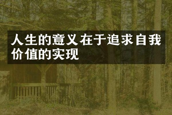 人生的意义在于追求自我价值的实现