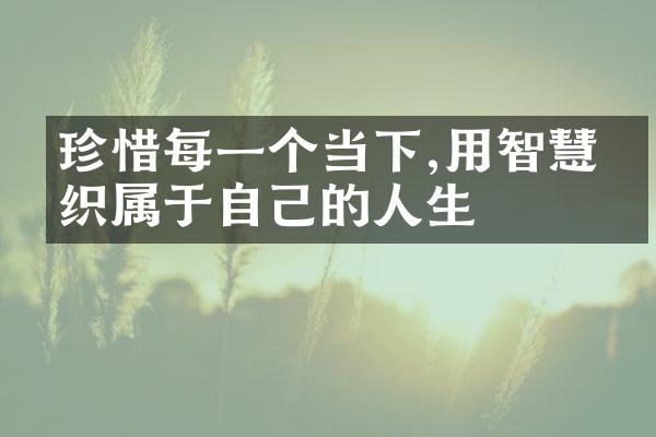 珍惜每一个当下,用智慧编织属于自己的人生